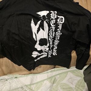 Black Long Sleeve Tee with Graphic Print